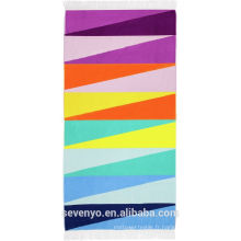 Serviette de plage colorée faite sur commande de vie ensoleillée de Velour BT-348 Chine fournisseur